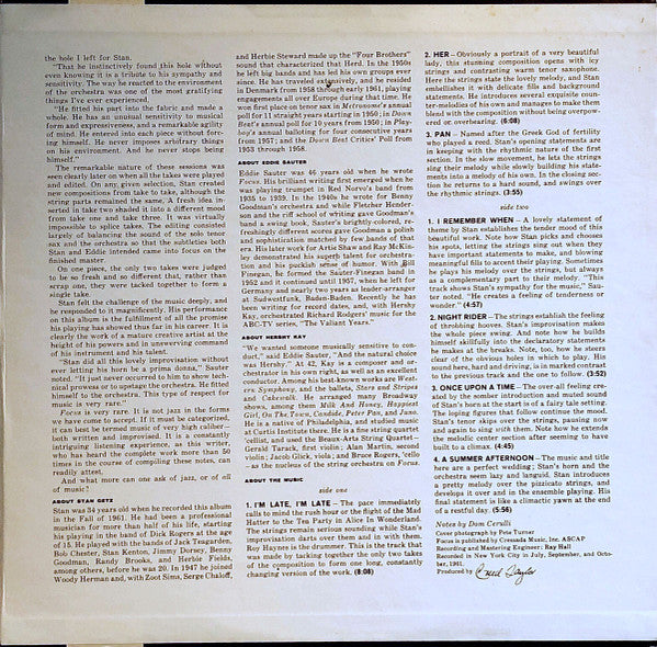 Stan Getz / Eddie Sauter : Focus (LP, Album, Gat)