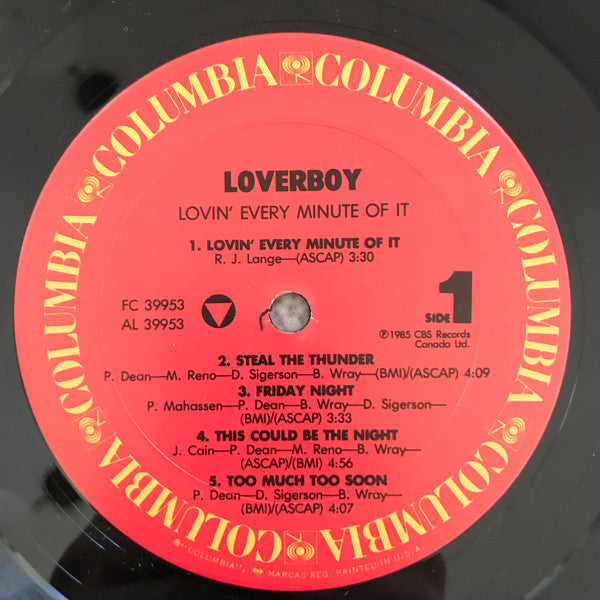 Loverboy : Lovin' Every Minute Of It (LP, Album, Pit)