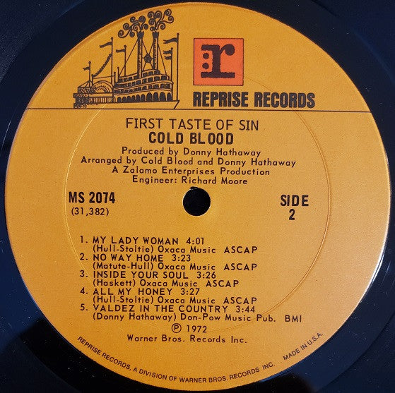 Cold Blood : First Taste Of Sin (LP, Album, Pit)