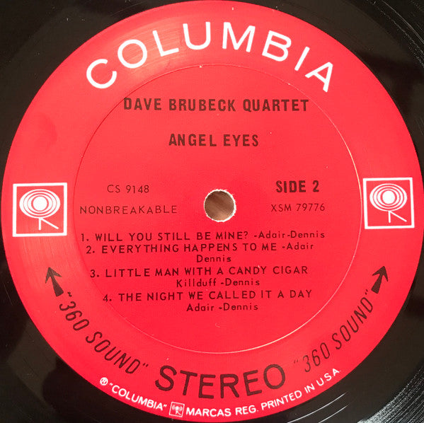 The Dave Brubeck Quartet : Angel Eyes (LP, Album, Pit)