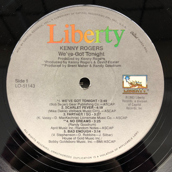 Kenny Rogers : We've Got Tonight (LP, Album, Win)