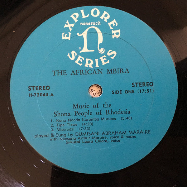 Dumisani Abraham Maraire : The African Mbira - Music Of The Shona People Of Rhodesia (LP)