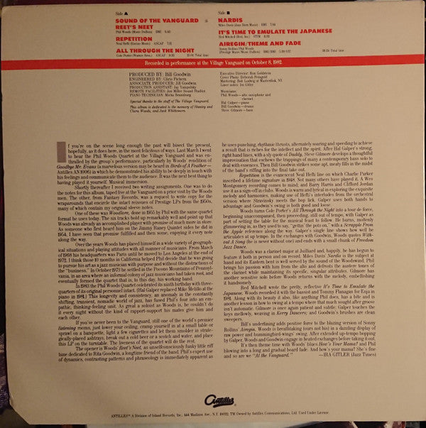 The Phil Woods Quartet : At The Vanguard (LP, Album)