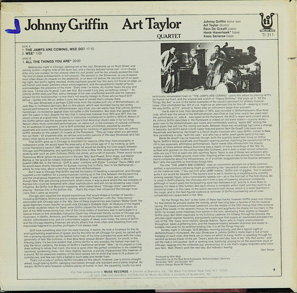 Johnny Griffin / Art Taylor Quartet : The Jamfs Are Coming! (LP, Album, Promo, RE)