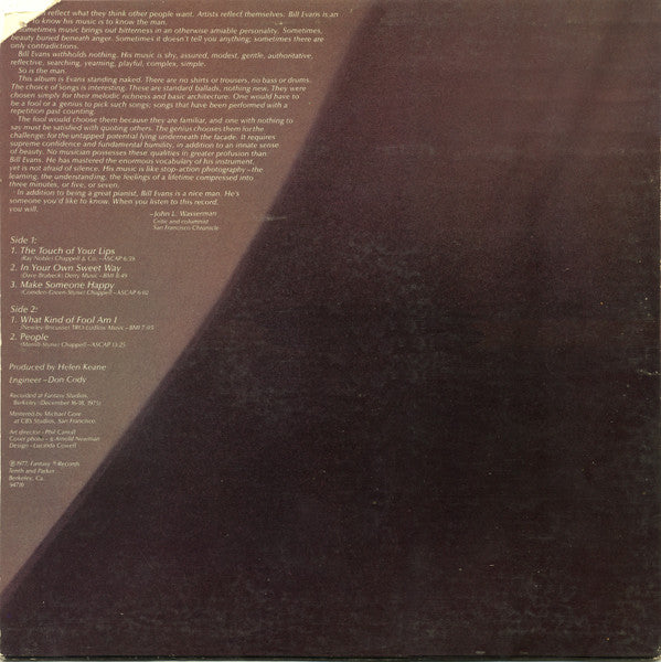 Bill Evans : Alone (Again) (LP, Album, San)