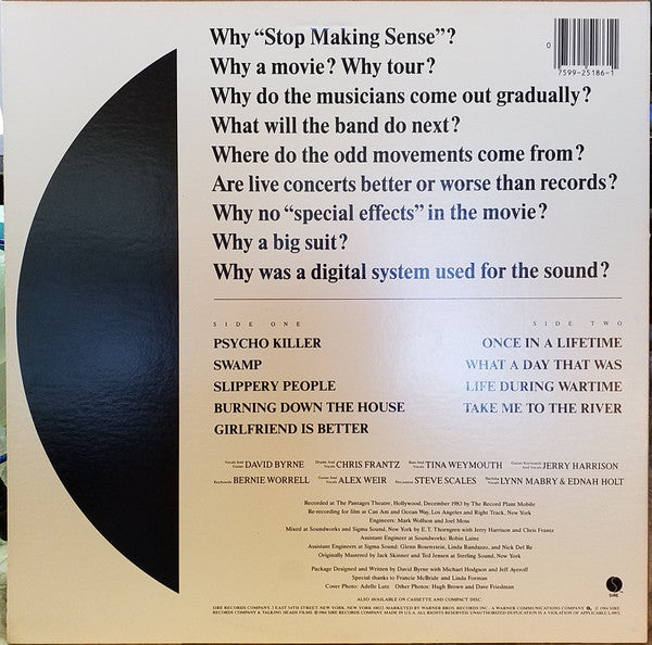 Talking Heads : Stop Making Sense (LP, Album, Spe)