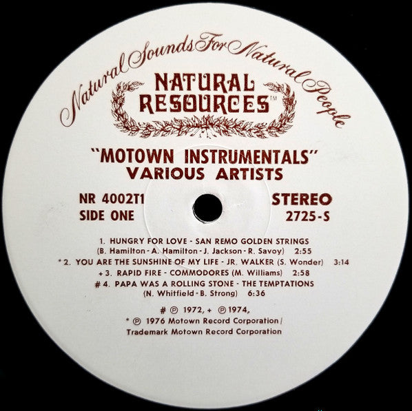 Various : Motown Instrumentals (LP, Comp)