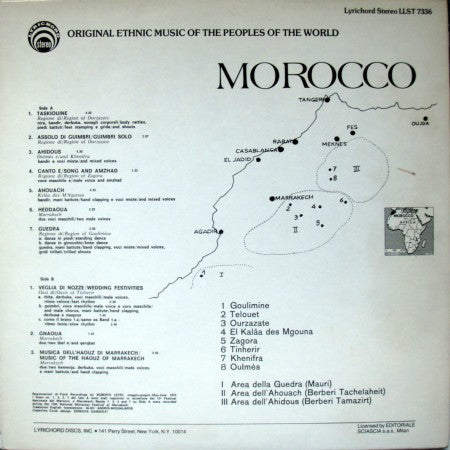 Unknown Artist : Songs And Rhythms Of Morocco (LP, Album)