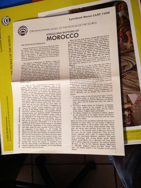 Unknown Artist : Songs And Rhythms Of Morocco (LP, Album)