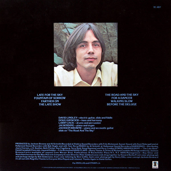 Jackson Browne : Late For The Sky (LP, Album, CTH)