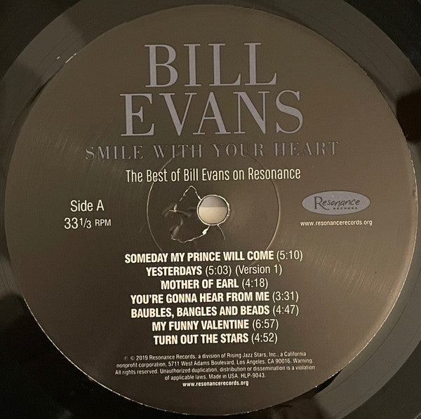 Bill Evans : Smile With Your Heart: The Best Of Bill Evans On Resonance (LP, Comp, 180)