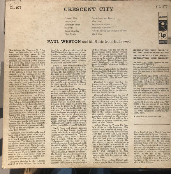 Paul Weston (2) : Crescent City (The Moods Of New Orleans) (LP, Album)