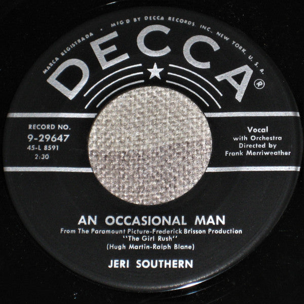 Jeri Southern : An Occasional Man / What Do You See In Her (7", Ric)