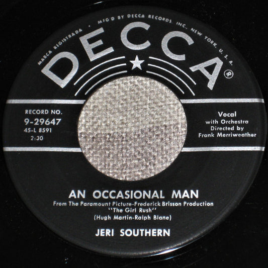 Jeri Southern : An Occasional Man / What Do You See In Her (7", Ric)