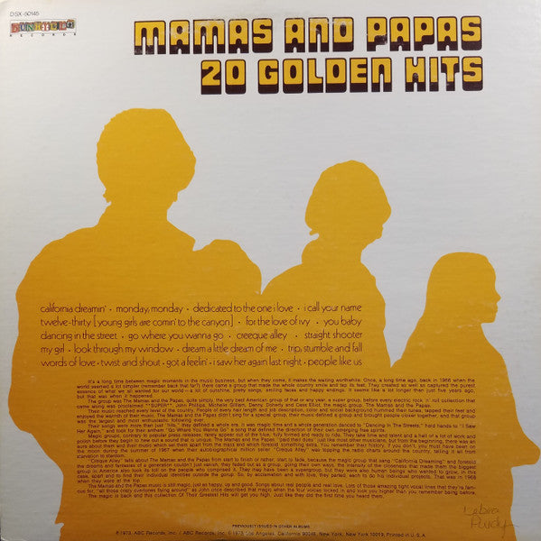 Mamas And Papas* : 20 Golden Hits (2xLP, Comp, RE, Gat)