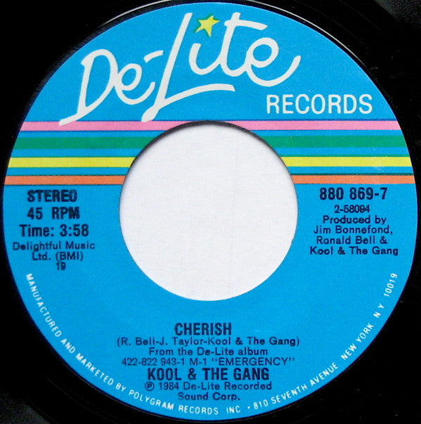 Kool & The Gang : Cherish (7", Single, Styrene, 19 )