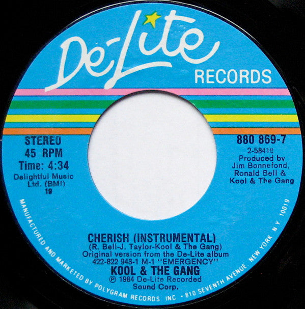 Kool & The Gang : Cherish (7", Single, Styrene, 19 )