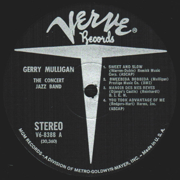 Gerry Mulligan : The Concert Jazz Band (LP, Album, RP, MGM)