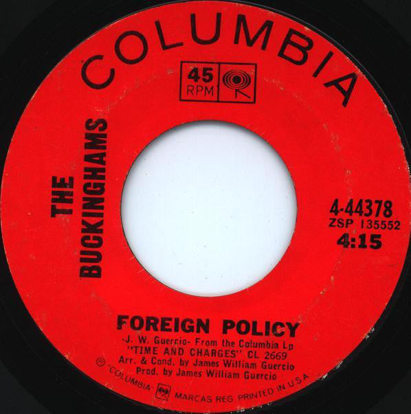 The Buckinghams : Susan / Foreign Policy (7", Single, Styrene, Ter)