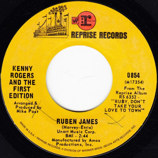 Kenny Rogers And The First Edition* : Ruben James / Sunshine (7", Single, Styrene, Pit)