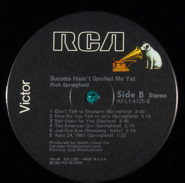 Rick Springfield : Success Hasn't Spoiled Me Yet (LP, Album, Ind)