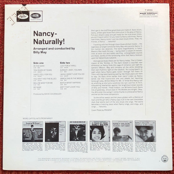 Nancy Wilson : Nancy - Naturally (LP, Album, Mono)