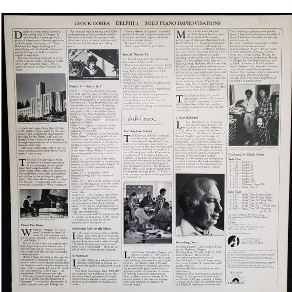 Chick Corea : Delphi 1 Solo Piano Improvisations (LP, Album, Ter)