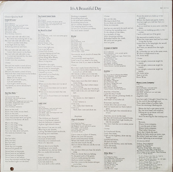 It's A Beautiful Day : Choice Quality Stuff / Anytime (LP, Album)