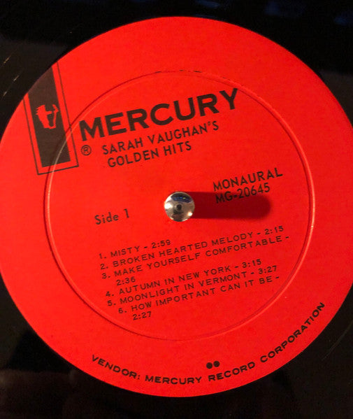 Sarah Vaughan : Sarah Vaughan's Golden Hits!!! (LP, Album, Comp, Mono, RP)