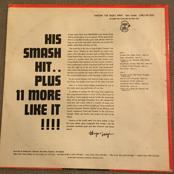 Sam Cooke : Twistin' The Night Away (LP, Album, Mono, Ind)