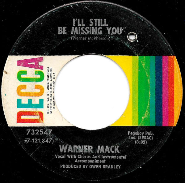 Warner Mack : I'll Still Be Missing You / Sunshine Bring Back My Sunshine (7", Single, Glo)