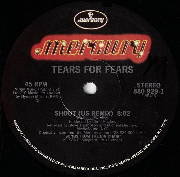 Tears For Fears : Shout (US & UK Remix Versions) (12", PRC)