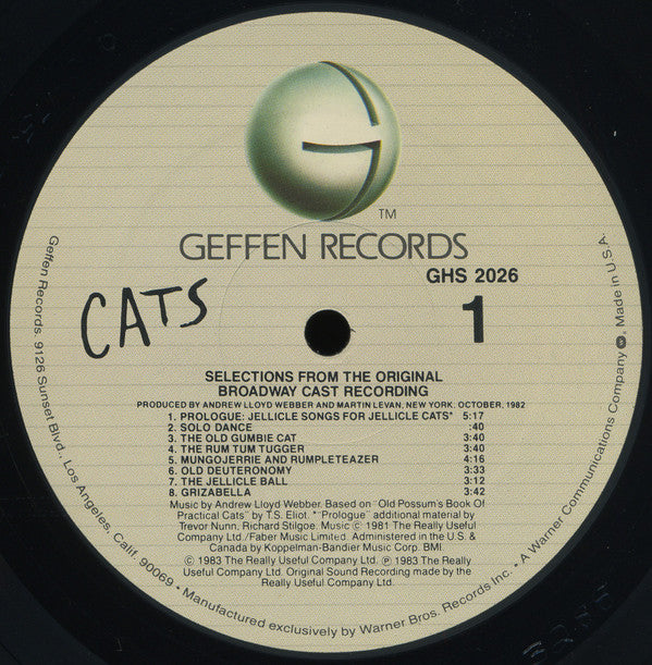 Andrew Lloyd Webber : Cats (Selections From The Original Broadway Cast Recording) (LP)