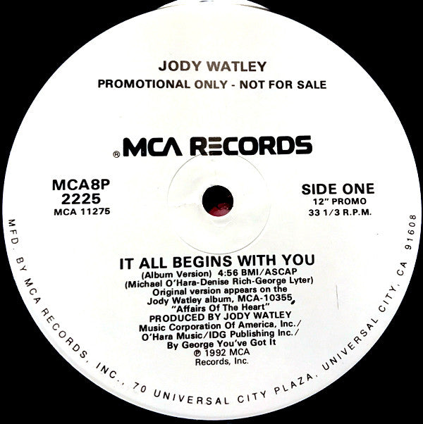 Jody Watley : It All Begins With You (12", Promo)