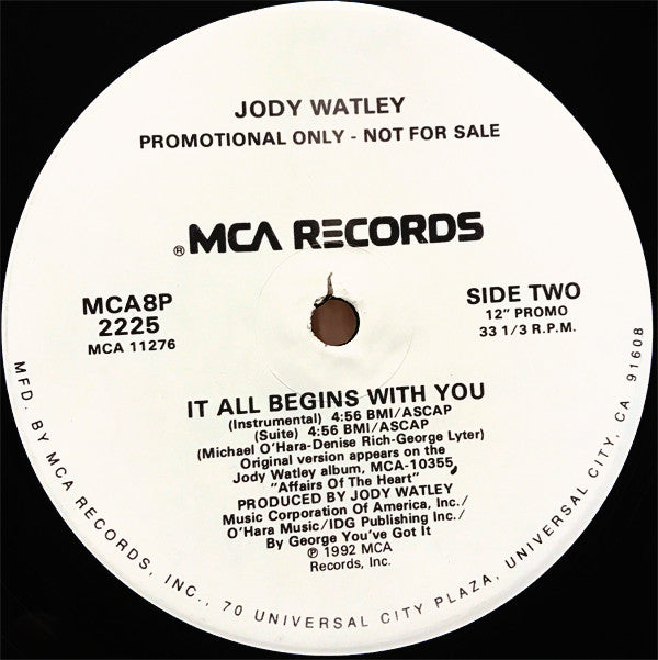 Jody Watley : It All Begins With You (12", Promo)