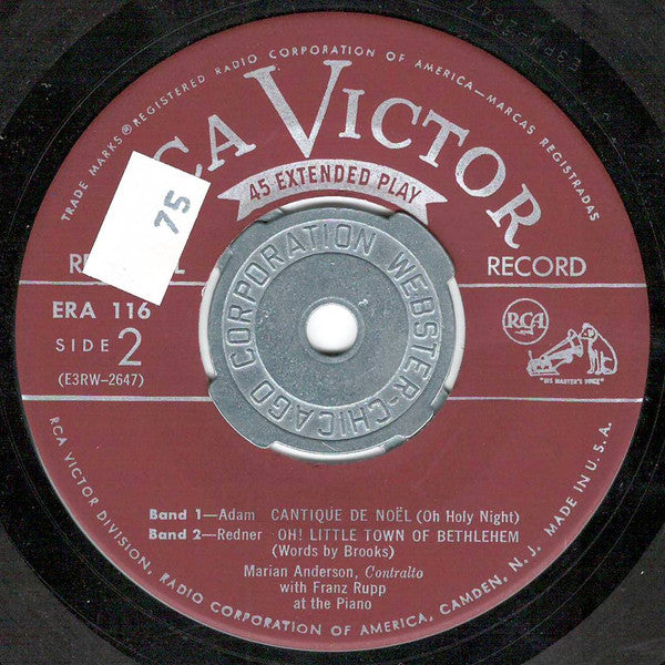 Marian Anderson : Marian Anderson Sings Christmas Carols (7", EP)