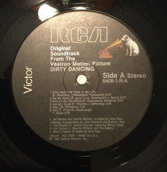 Various : Dirty Dancing (Original Soundtrack From The Vestron Motion Picture) (LP, Album, Comp)