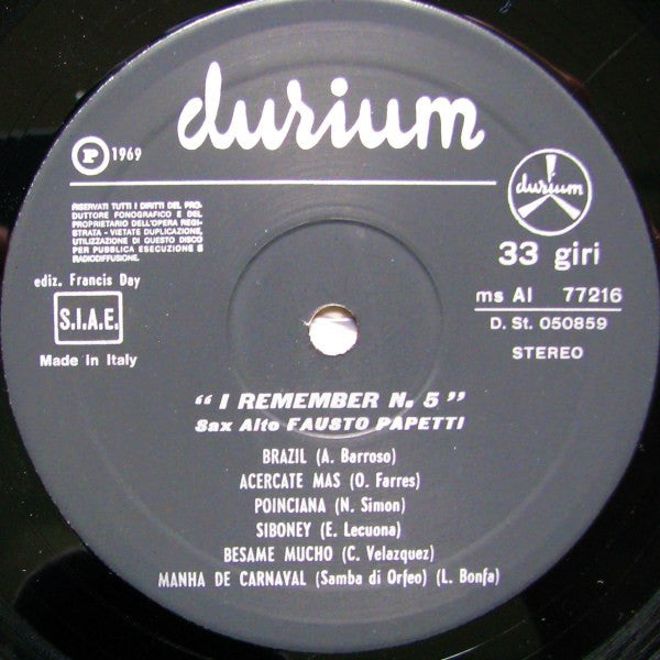 Fausto Papetti : I Remember No. 5 - Motivi Dell'America Latina (LP, Album)