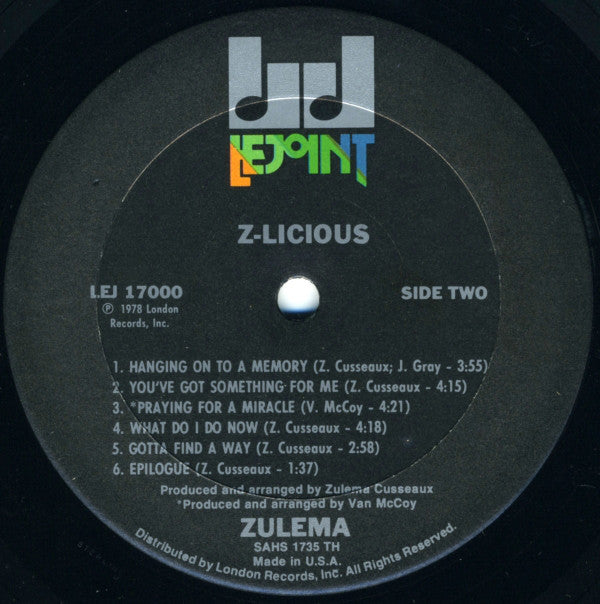 Zulema : Z-licious (LP, Album, Ter)