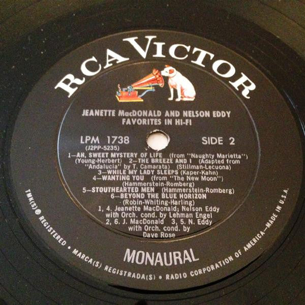 Jeanette MacDonald & Nelson Eddy : Favorites In Hi-Fi (LP, Album, Mono, RP)