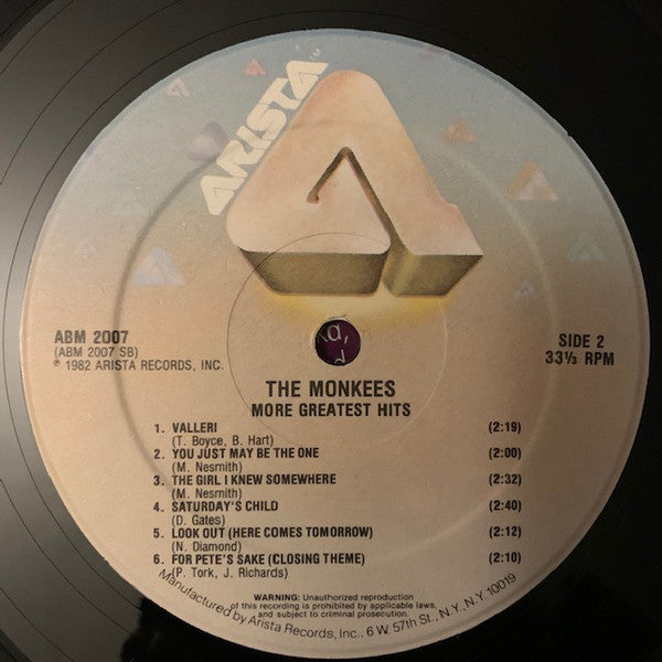 The Monkees : More Greatest Hits Of The Monkees (LP, Album, Comp, Mono)