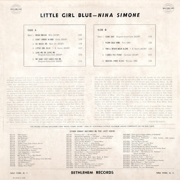 Nina Simone : Little Girl Blue (LP, Album, RP)