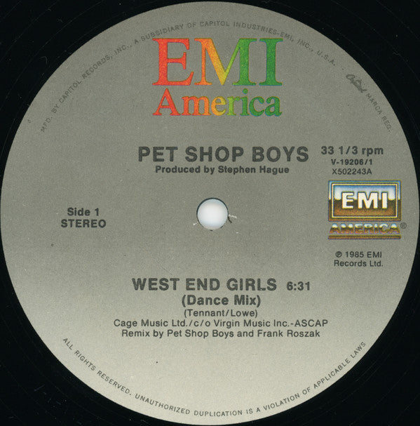 Pet Shop Boys : West End Girls (12", Single, Dan)