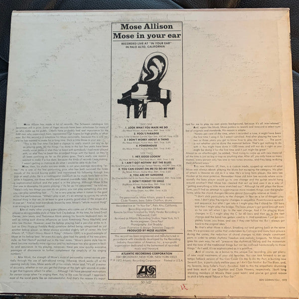 Mose Allison : Mose In Your Ear (LP, Album, Mon)