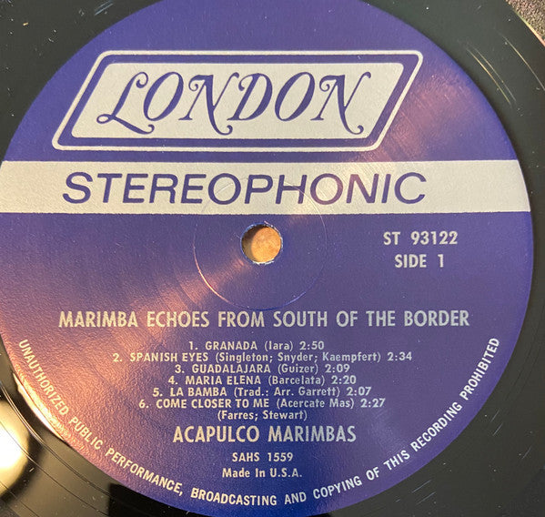 Acapulco Marimbas : Marimba Echoes From South Of The Border (LP)