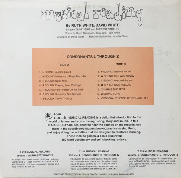 Ruth White & David White : Musical Reading: Consonants L Through Z  (LP)
