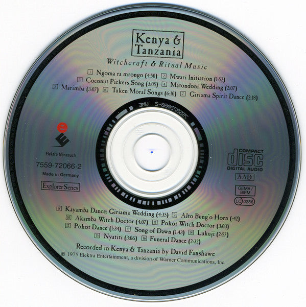 David Fanshawe : Kenya & Tanzania - Witchcraft & Ritual Music (CD, Album, RE, RM)