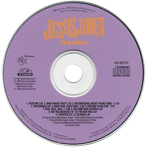 Jesus Jones : Doubt (CD, Album)