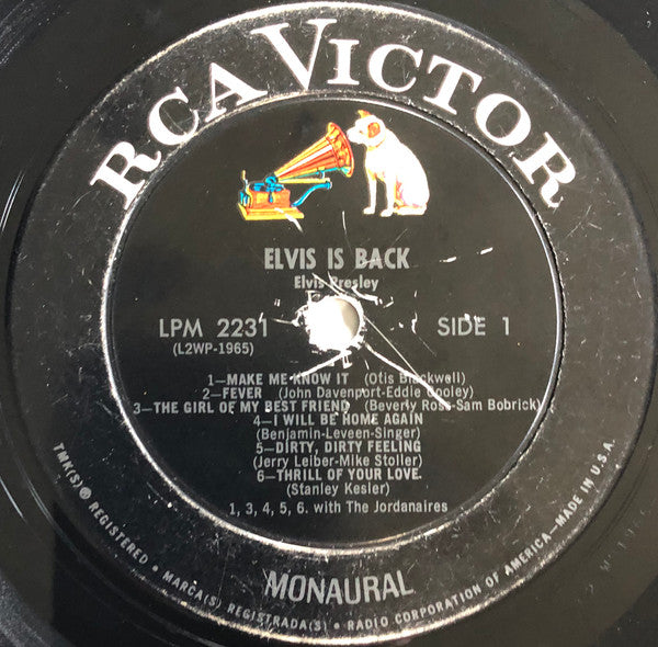 Elvis Presley : Elvis Is Back! (LP, Album, Mono, RP, Ind)