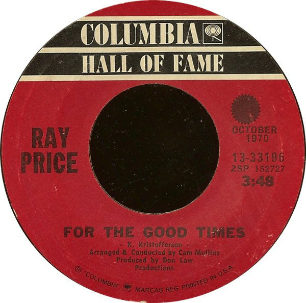 Ray Price : For The Good Times / I Won't Mention It Again (7", Single, RE)